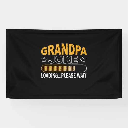 Papa Gift Grandpa Loading Alsjeblieft Spandoek (Horizontaal)