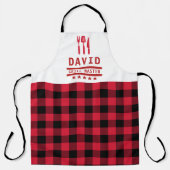 Papa Gift Grill Master BBQ Plaid Personalized Schort (Voorkant)