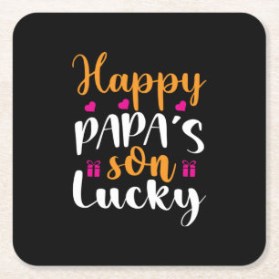Papa Gift Happy Papa's zoon Lucky Kartonnen Onderzetters