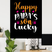 Papa Gift Happy Papa's zoon Lucky Poster (Thuiskantoor)