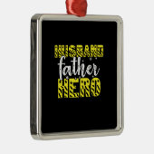 papa Gift Husband vader Hero Metalen Ornament (Rechts)