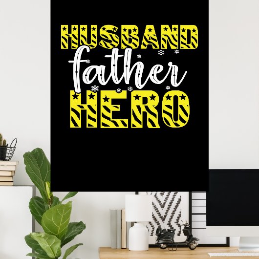 papa Gift Husband vader Hero Poster (Thuiskantoor)