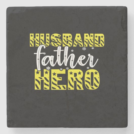 papa Gift Husband vader Hero Stenen Onderzetter (Voorkant)
