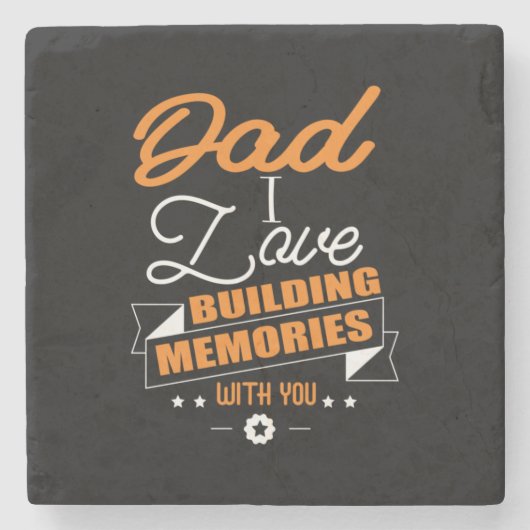 Papa Gift Love Building Memories with You Stenen Onderzetter (Voorkant)