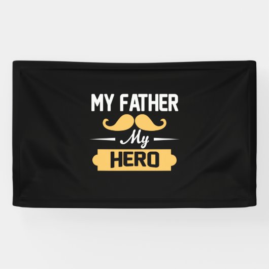 Papa Gift Mijn vader Mijn Hero Spandoek (Horizontaal)