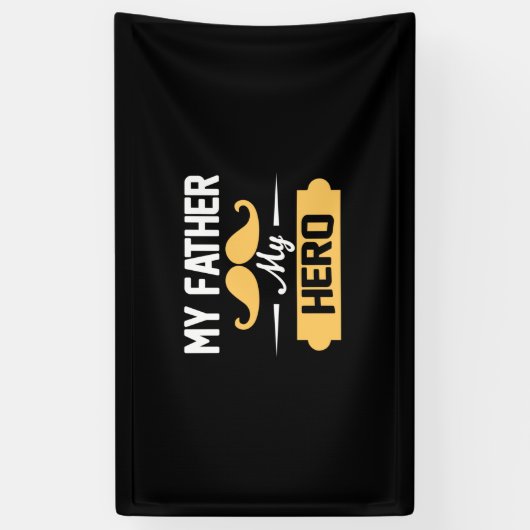 Papa Gift Mijn vader Mijn Hero Spandoek (Verticaal)
