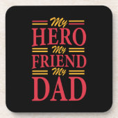 Papa Gift My Hero Friend Dad Bier Onderzetter (Voorkant)