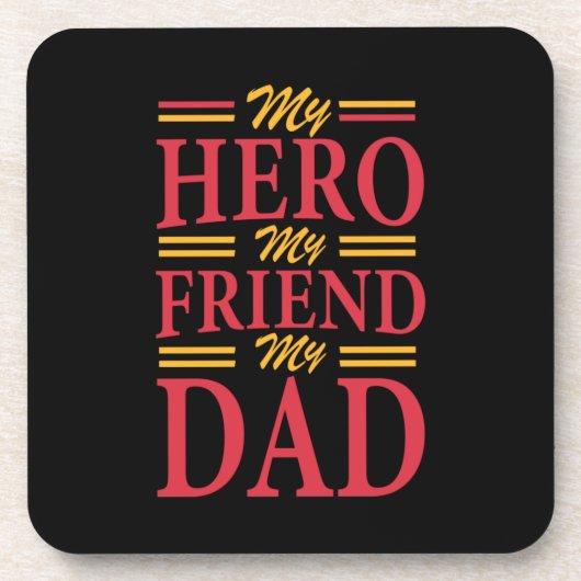Papa Gift My Hero Friend Dad Bier Onderzetter (Voorkant)