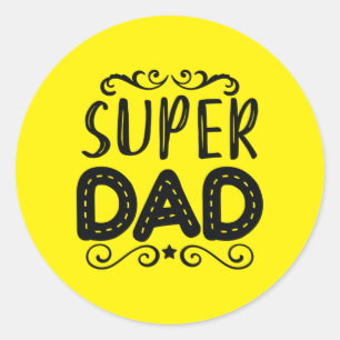 Papa Gift Proud Super Pap Ronde Sticker