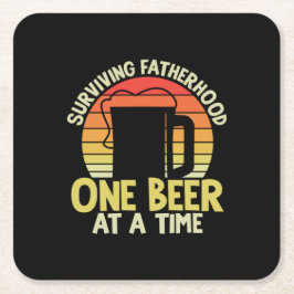 Papa Gift Surviving Fatherhood One Beer Kartonnen Onderzetters