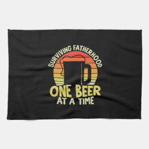 Papa Gift Surviving Fatherhood One Beer Theedoek