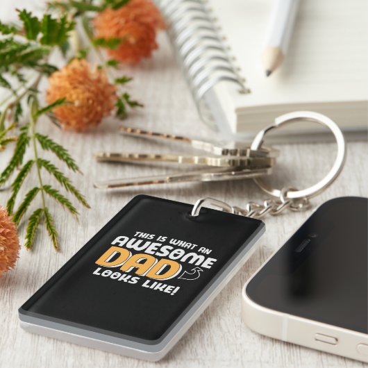 Papa Gift wat een Geweldige vader ziet Sleutelhanger (Voorkant Rechts)