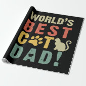 Papa Gift | Wereld. Het beste. Kat. Papa. Cadeaupapier (Uitgerold)