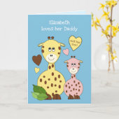 Papa giraffen van klein meisje verjaardag groet kaart (Gele Bloem)