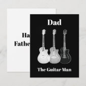 Papa gitaar man eenvoudig grappig monochroom notitiekaartje (Voorkant / Achterkant)
