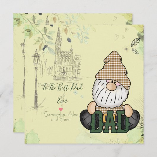 Papa Gnome personaliseren | Groene  pap Gift (Voorkant / Achterkant)