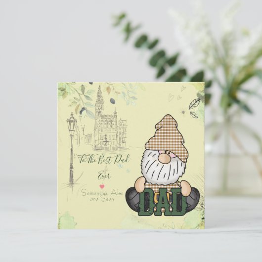 Papa Gnome personaliseren | Groene pap Gift (Staand voorkant)