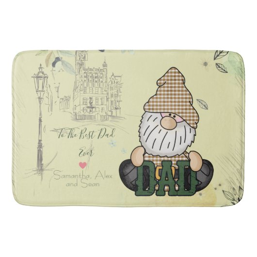 Papa Gnome personaliseren | Groene  pap Gift Badmat (Voorkant)