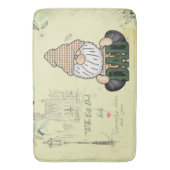 Papa Gnome personaliseren | Groene  pap Gift Badmat (Voorkant Verticaal)