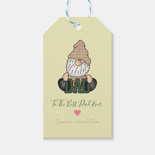 Papa Gnome personaliseren | Groene pap Gift Cadeaulabel (Voorkant)