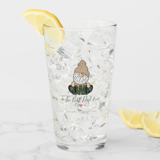 Papa Gnome personaliseren | Groene  pap Gift Glas (Voorkant ijs)