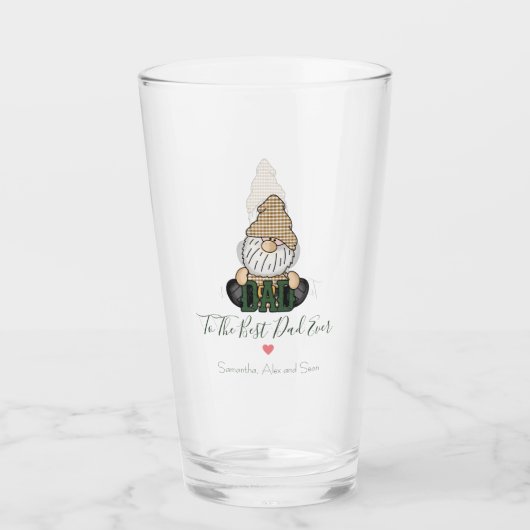 Papa Gnome personaliseren | Groene  pap Gift Glas (Voorkant)