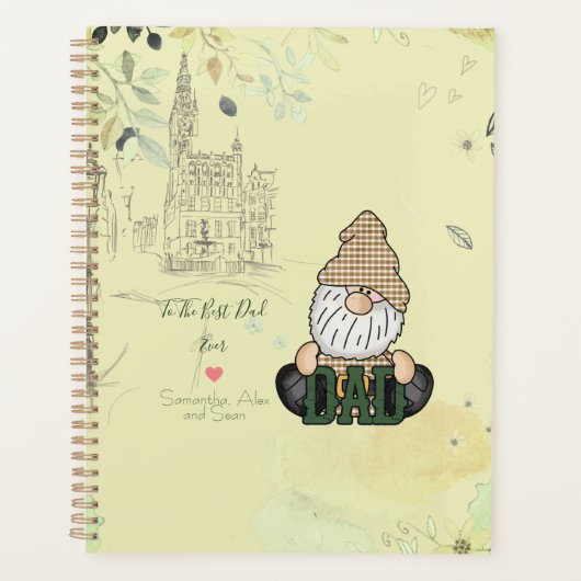 Papa Gnome personaliseren | Groene  pap Gift Planner (Voorkant)