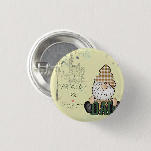 Papa Gnome personaliseren   Groene  pap Gift Ronde Button 3,2 Cm
