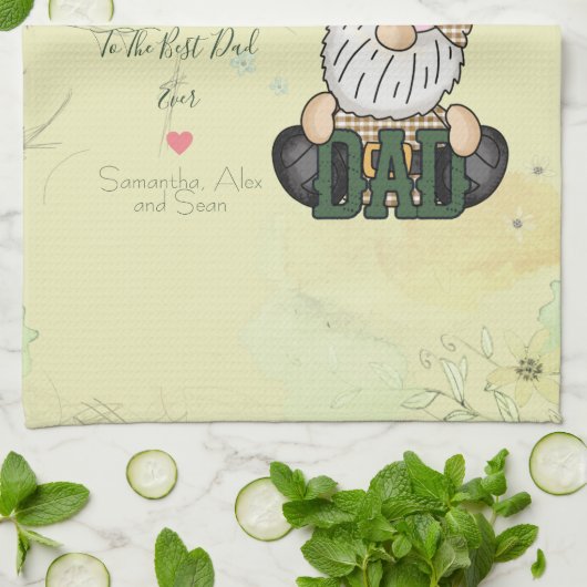 Papa Gnome personaliseren | Groene  pap Gift Theedoek (Gevouwen)