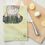 Papa Gnome personaliseren | Groene  pap Gift Theedoek (Quarter Fold)