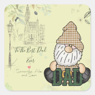 Papa Gnome personaliseren   Groene  pap Gift Vierkante Sticker