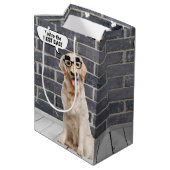 Papa Golden Retriever met Mustache Mask Medium Cadeauzakje (Achterkant Gekanteld)