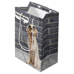 Papa Golden Retriever met Mustache Mask Medium Gif Cadeauzakje