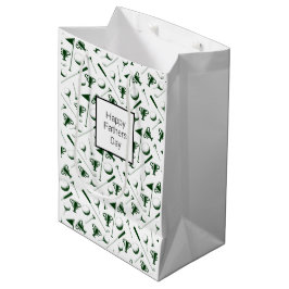 Papa Golfing witte zwarte gelukkige vaders dag Medium Cadeauzakje