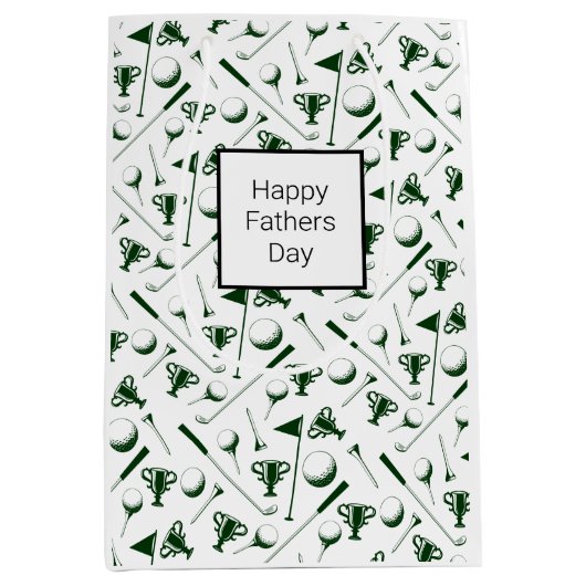 Papa Golfing witte zwarte gelukkige vaders dag Medium Cadeauzakje (Voorkant)