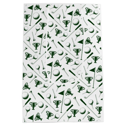 Papa Golfing witte zwarte gelukkige vaders dag Medium Cadeauzakje (Achterkant)