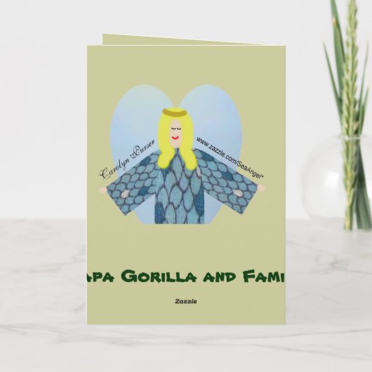 Papa Gorilla en familie, Happy Vaderdag Kaart (Achterkant)