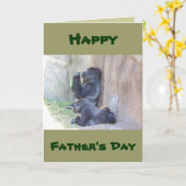 Papa Gorilla en familie, Happy Vaderdag Kaart (Gele Bloem)
