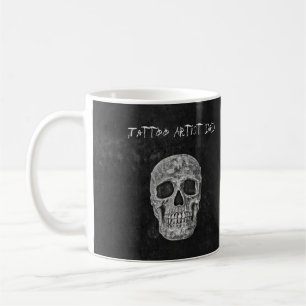 Papa Gothic Skull Head Black White Tattoo Artist Koffiemok