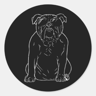 Papa Grafic Bulldog hond met Sungles Bulldog Ronde Sticker