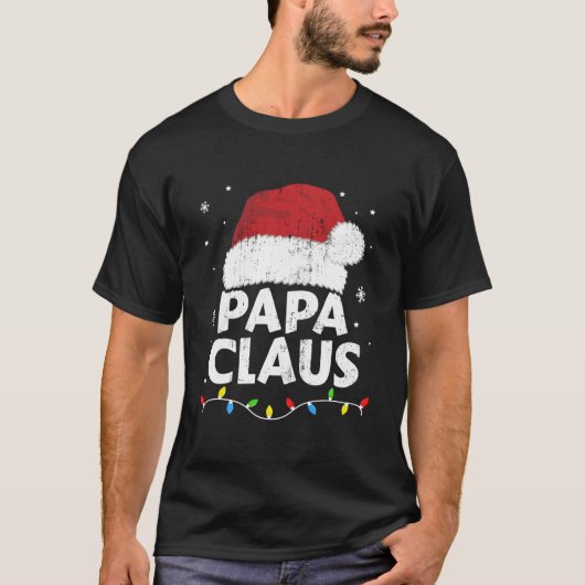 Papa Grandpa Claus Lights Family Pajama T-shirt (Voorkant)