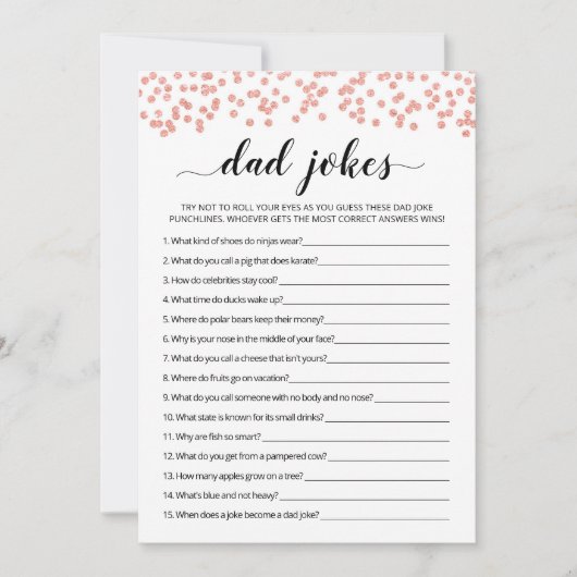 Papa grappen met antwoorden Baby shower spel Kaart (Voorkant)