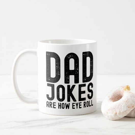 Papa grappen zijn hoe Eye Roll Cool Vader Slogan Koffiemok (Met donut)