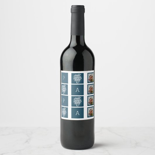 Papa Grid Vaderdag Wine Label Set Wijn Etiket (Voorkant)