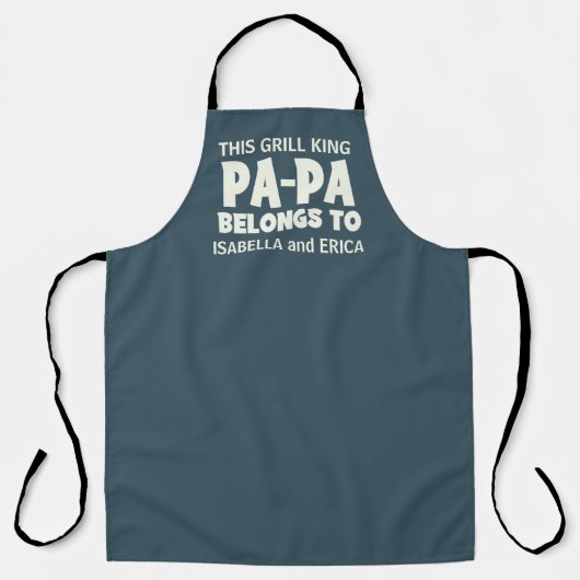 PAPA Grill King Custom Kleinkinderen Namen BBQ Schort (Voorkant)