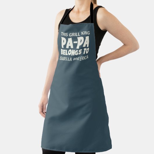 PAPA Grill King Custom Kleinkinderen Namen BBQ Schort (Insitu)