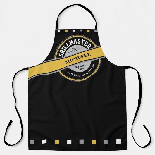 Papa Grill Master Apron op Black Schort (Voorkant)