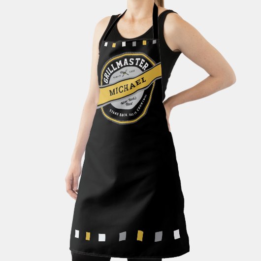 Papa Grill Master Apron op Black Schort (Insitu)