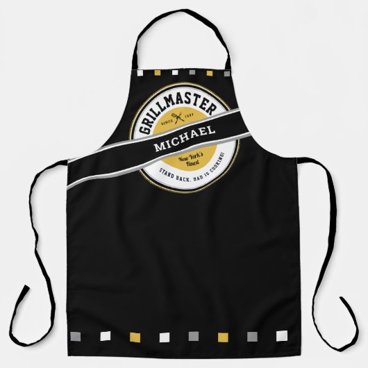 Papa Grill Master Apron op Black Schort (Voorkant)
