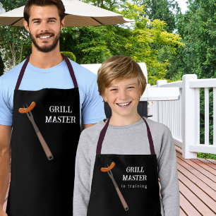 Papa Grill Master Vader Zoon BBQ Zwart Schort